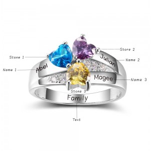 Mother's Ring, Birthstone Ring, Sterling Silver Personalized Engravable Ring JEWJORI102403